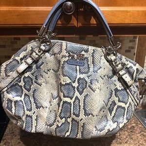 Coach Madison Sophia blue python bag & wallet